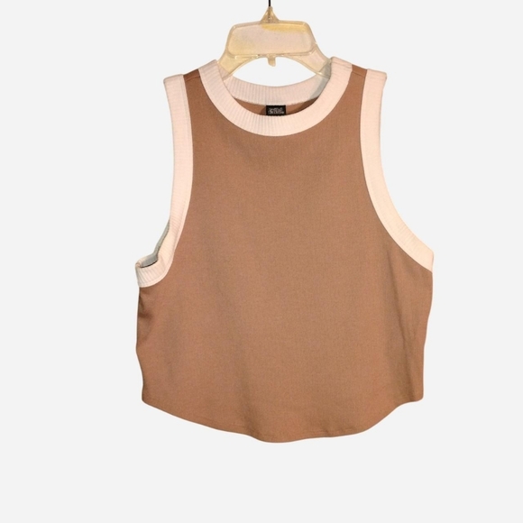 wild fable Tops - Wild Fable ribbed crop tank in a neutral tan and white colorway size Large